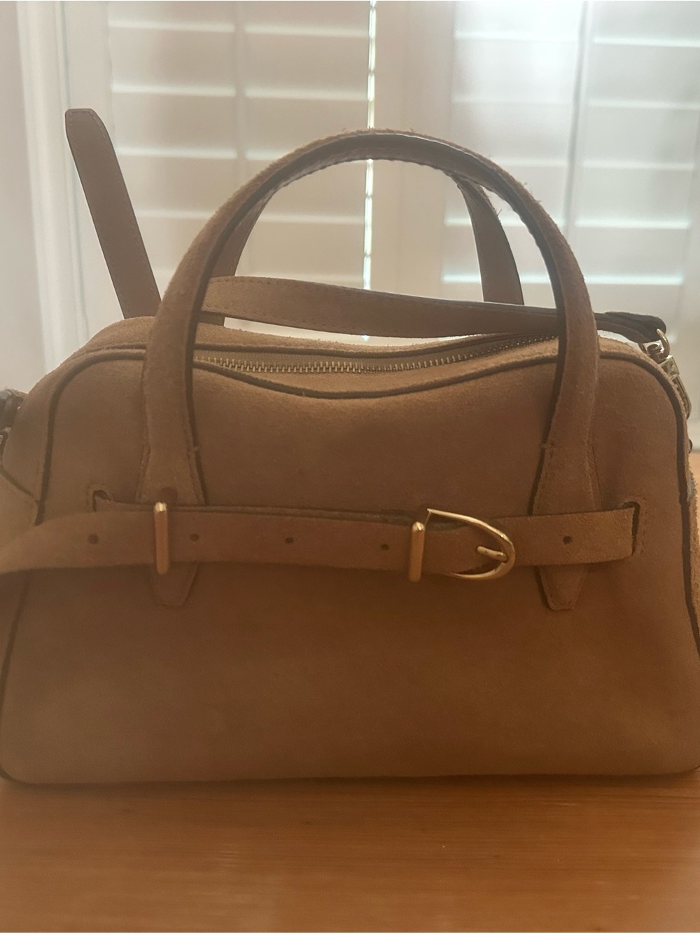 Madewell Suede Satchel Handbag in Tan